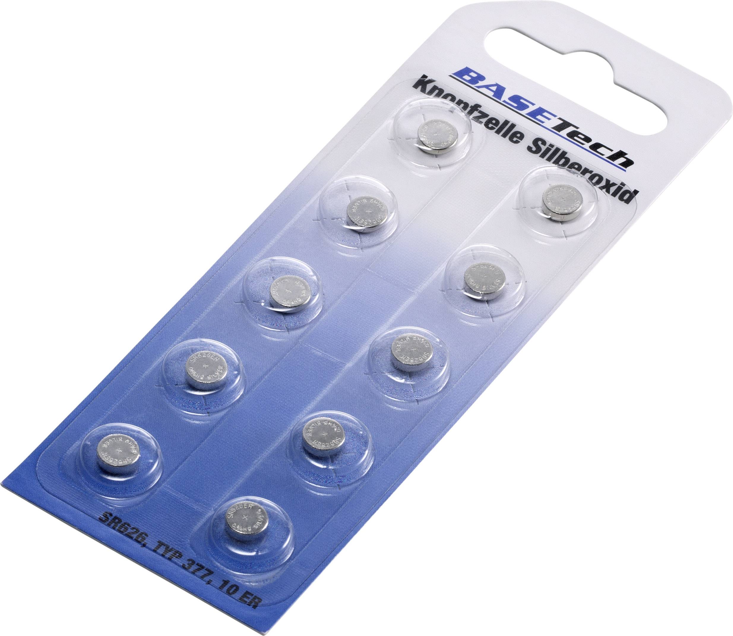 Basetech SR66 SR626 377 Silberoxid Knopfzelle 1.55 V 10 St. kaufen