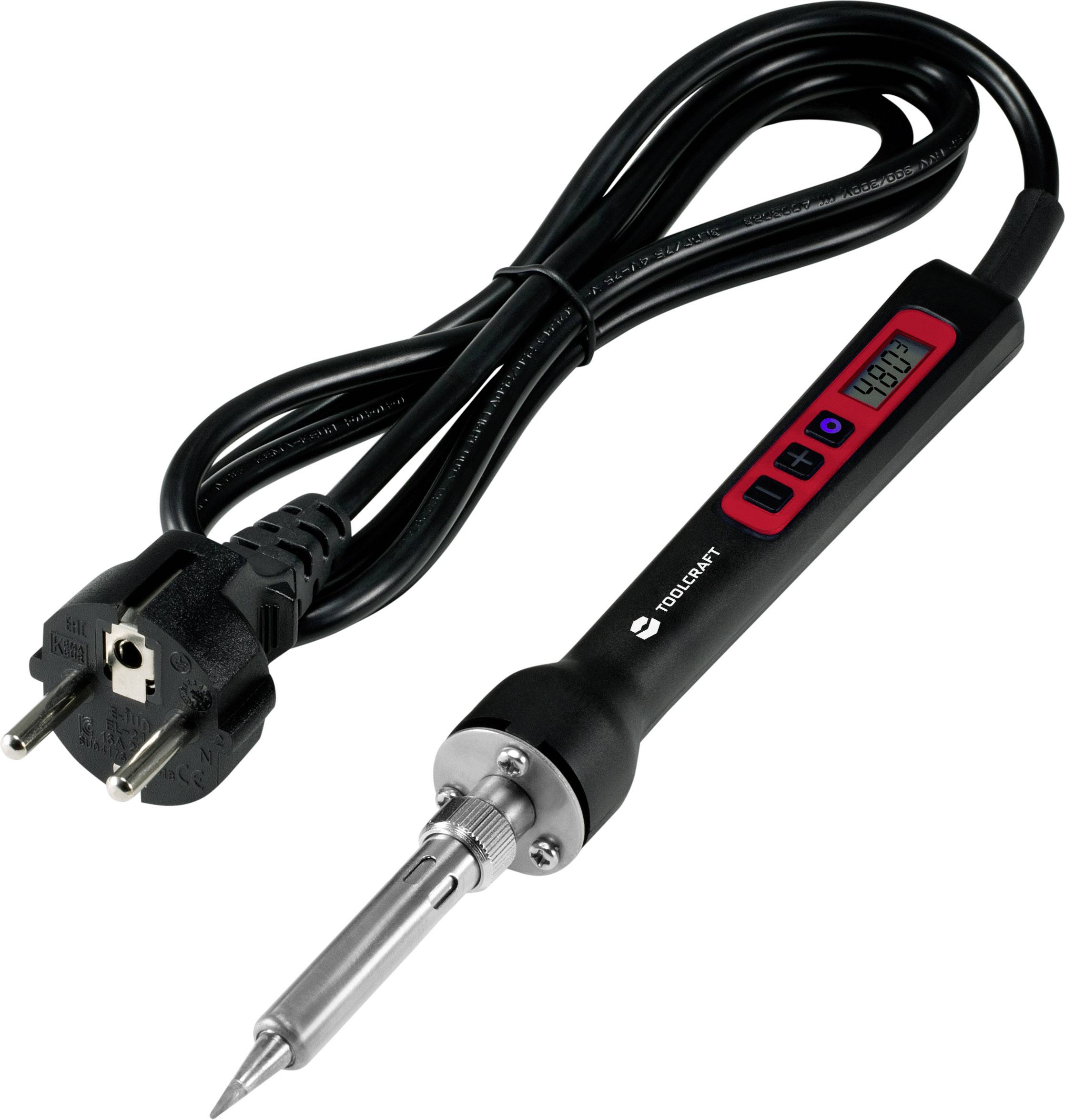 Lötkolben mit digitaler Temperaturanzeige und Netzkabel, zur Steuerung von Lötarbeiten; Anzeige zeigt '480°C'.