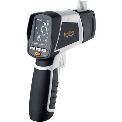 Ein digitales Infrarot-Thermometer mit Display zeigt '24°C'. Es hat einen ergonomischen Griff und einen Sensor am vorderen Ende.
