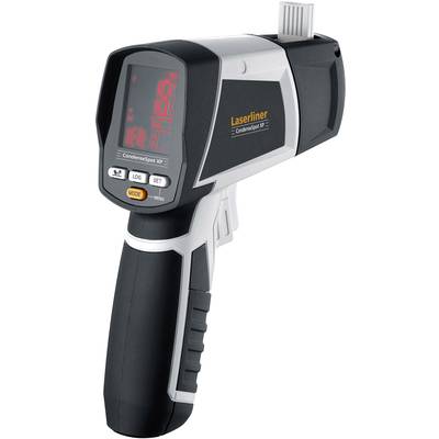Handgerät zur Messung von Temperatur und Luftfeuchtigkeit, mit digitalem Display und Tastknöpfen für verschiedene Einstellungen.