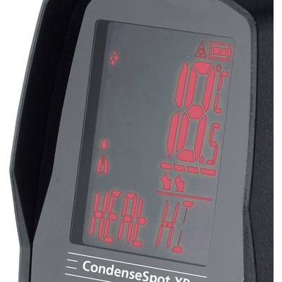 Digitales Display eines Thermostats zeigt Temperatur von 18,5°C und Symbol für Heizen an. Unten steht 'CondenseSpot XP'.
