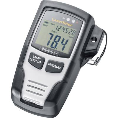 Ein digitales Thermometer zeigt eine Temperatur von 18,4°C an. Das Display enthält auch Zeit- und Min/Max-Werte.