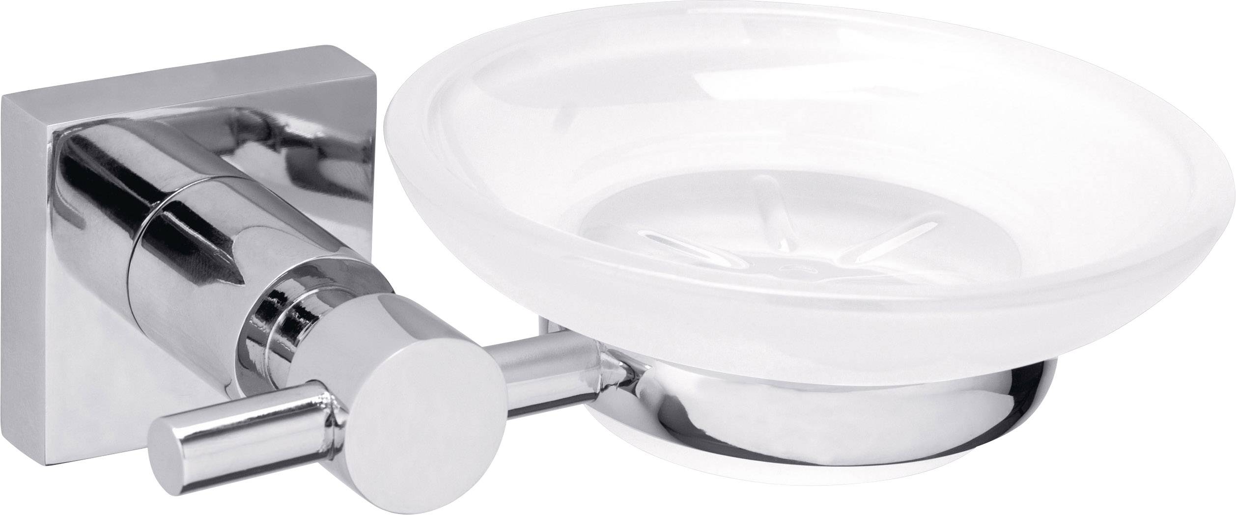tesa hukk 40256-00000-00 Seifenschale Chrom (glänzend), Weiß (satiniert)