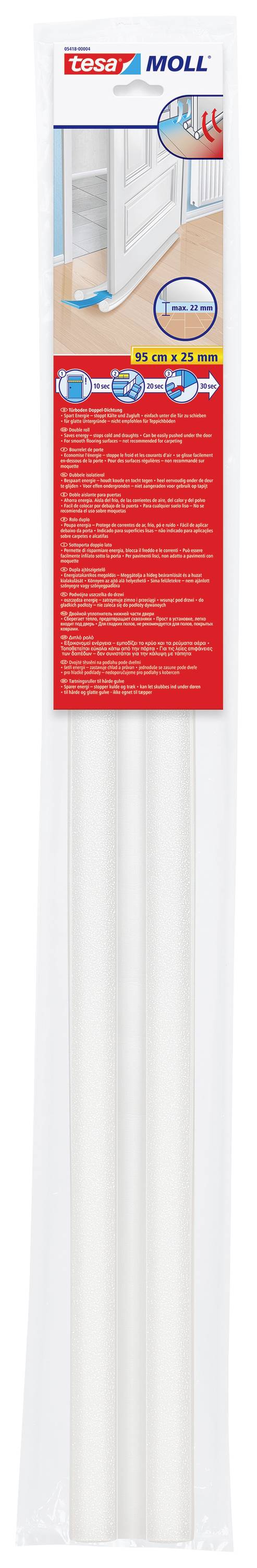 Dvojité těsnění dveří tesa 05418-00004-01, (d x š) 0.95 m x 25 mm, bílá, 1 ks