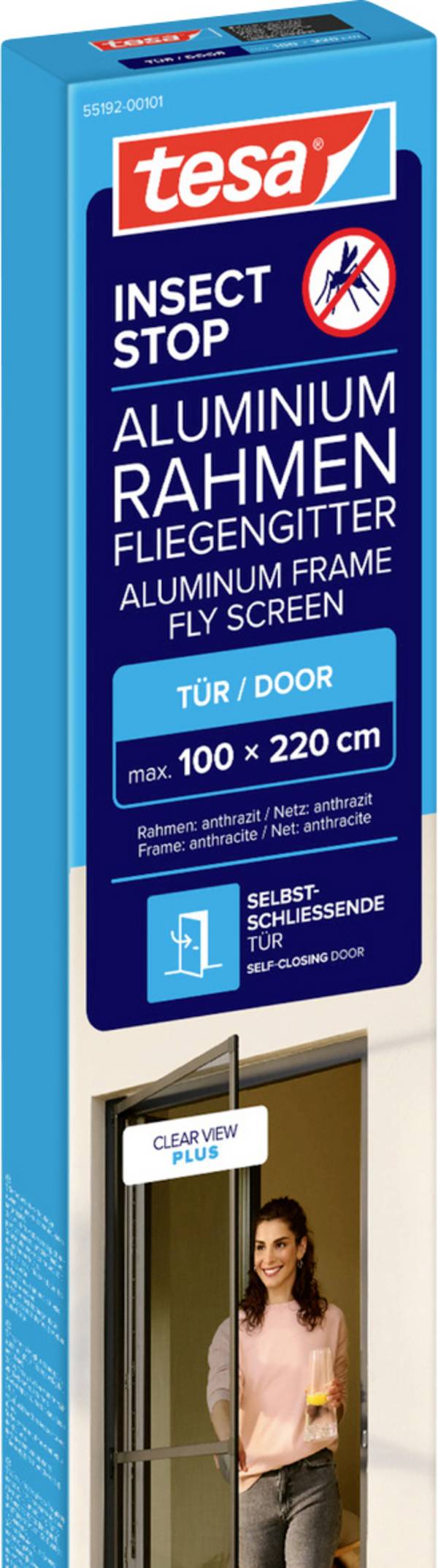 tesa ALU COMFORT 55192-00003-00 Tür-Fliegengitter (B x H) 1000 mm x 2200 mm Anthrazit 1 St.