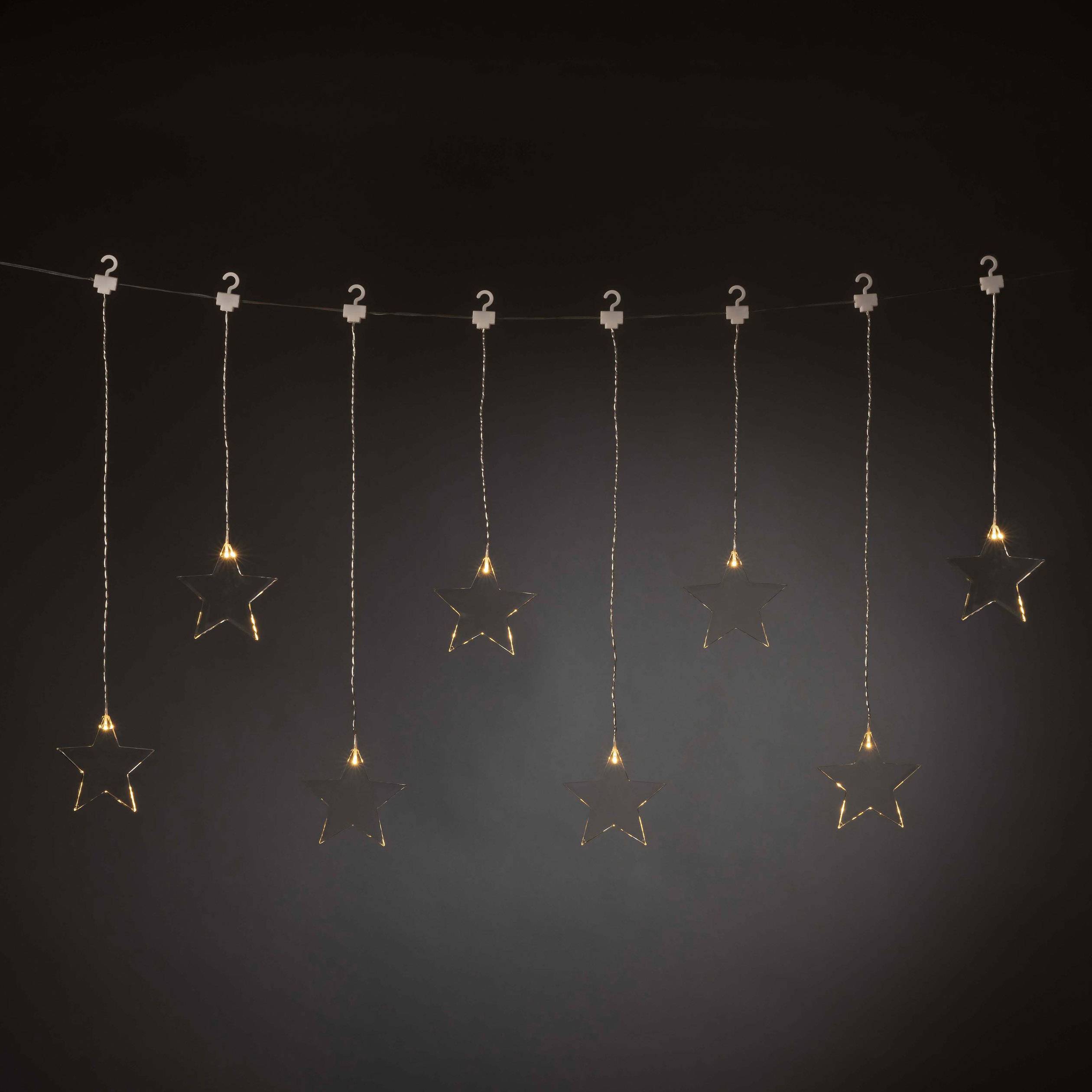 Konstsmide Lichtervorhang-Sterne Innen/Außen 3 V 8 LED Warmweiß-1