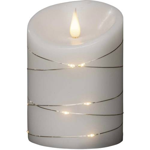 Konstsmide 1844-190 LED-Echtwachskerze Weiß Warmweiß (Ø x H) 100 mm x 140 mm mit 3D-Effekt, mit Schalter