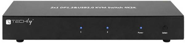 Techly 2-Port DisplayPort1.2 Dual-Monitor KVM Switch - KVM-/Audio-/USB-Switch -
