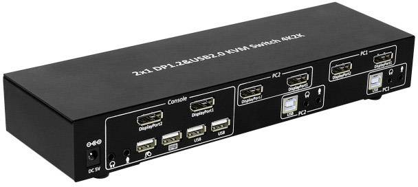 Techly 2-Port DisplayPort1.2 Dual-Monitor KVM Switch - KVM-/Audio-/USB-Switch --2