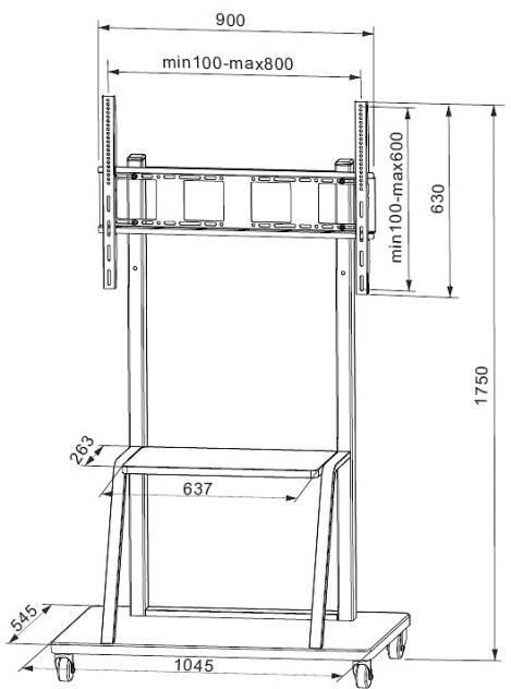 TECHly ICA-TR30 TV-Rollwagen 139,7 cm (55") - 254,0 cm (100") Starr-1