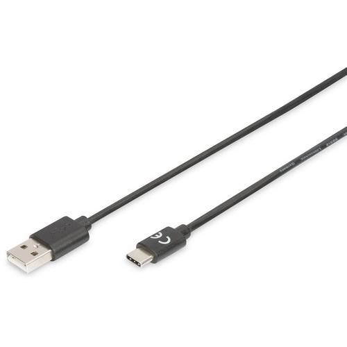 Digitus USB-Kabel USB 2.0 USB-C® Stecker, USB-A Stecker 1.80 m Schwarz Geschirmt AK-300154-018-S