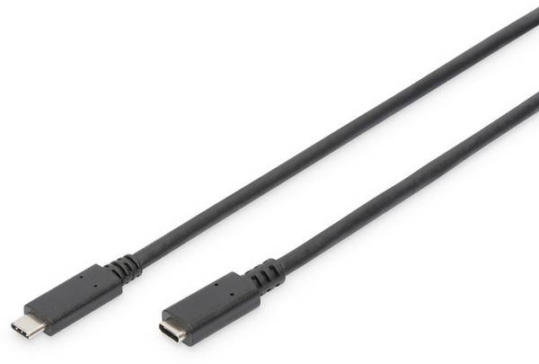 Digitus USB-Kabel USB 2.0 USB-C® Buchse, USB-C® Stecker 1.50 m Schwarz Flexibel, Folienschirm, Geflechtschirm AK-300210-015-S
