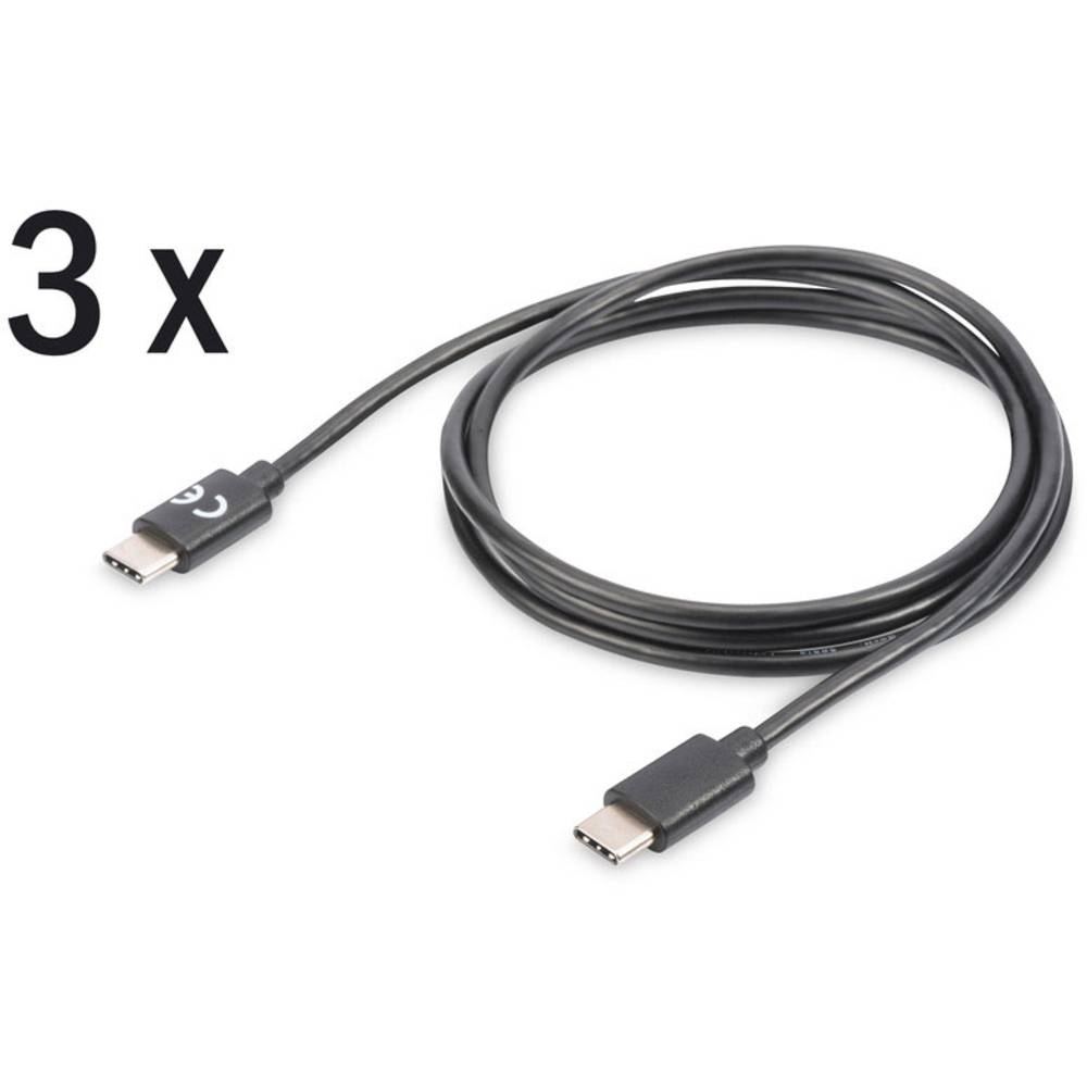 Digitus USB 2.0 Aansluitkabel [1x USB-C stekker 1x USB-C stekker] 1.0 m Zwart Afgeschermd