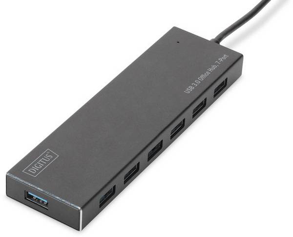 Digitus DA-70241-1 USB-Hub 7 Port USB-A USB 3.0 5 GBit/s mit Aluminiumgehäuse Schwarz DA-70241-1
