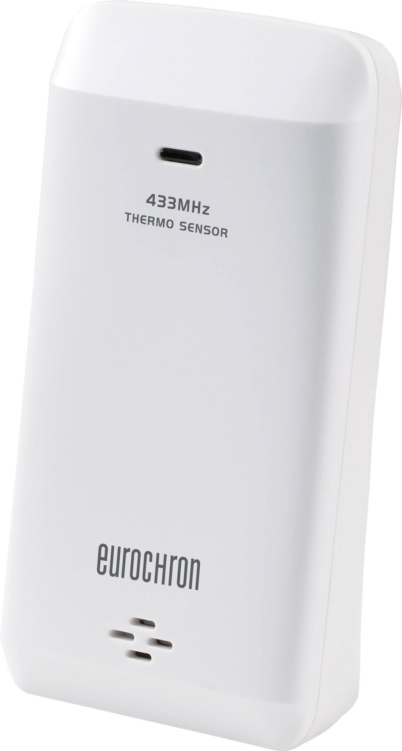 Eurochron kabelloser Thermosensor mit 433 MHz, kompaktes weißes Gehäuse.