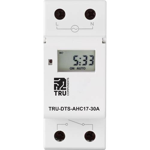 Thumbnail - TRU COMPONENTS TRU-DTS-AHC17-30A Zeitschaltuhr für Hutschiene Betriebsspannung: 230 V/AC 1 Wechsler 30 A 250 V/AC Wochen...