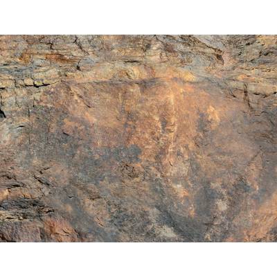 Felsige Oberfläche mit erdigen, rostfarbenen Tönen und verschiedenen Texturen. Ideal zur Darstellung von natürlichen Materialien.