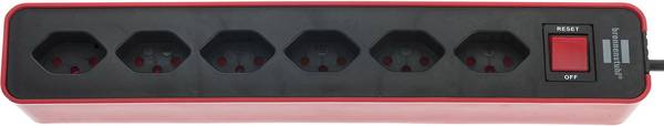 Brennenstuhl 1153262070 Steckdosenleiste mit Schalter 6fach Rot, Schwarz CH-Stecker 1 St.