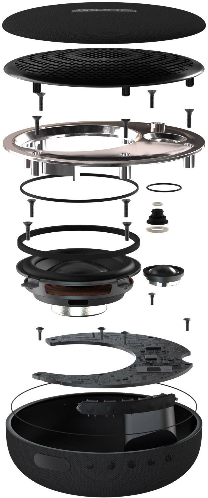 1more S1001BT Bluetooth® Lautsprecher AUX, Freisprechfunktion, Outdoor, Wasserfest Schwarz-1