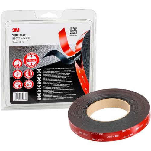 3M 5962F/IPS Klebeband Schwarz (L x B) 8 m x 19 mm 1 St.