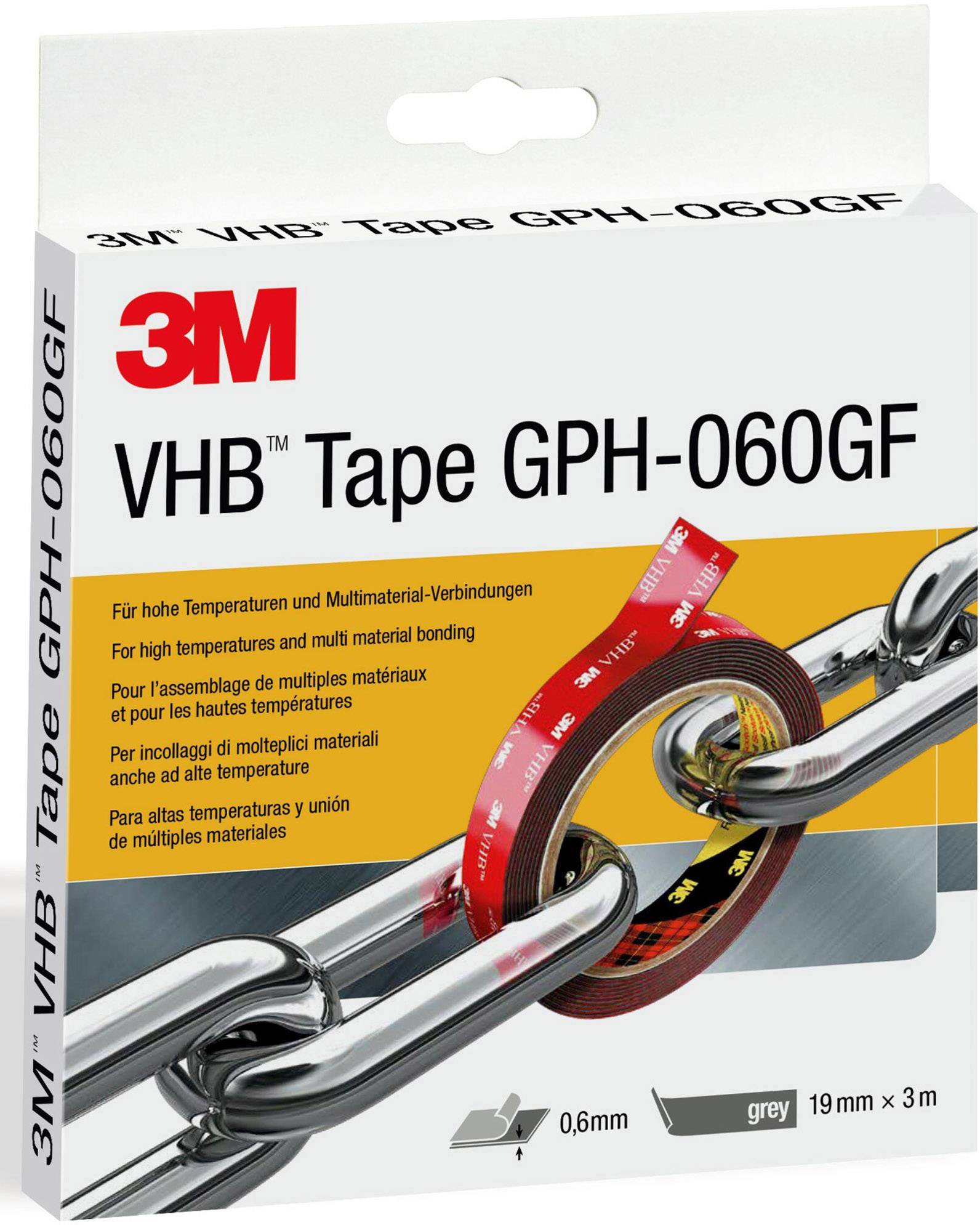 3M GPH-060F19-3 Klebeband Grau (L x B) 3 m x 19 mm 1 Rolle(n) (GPH-060F19-3)