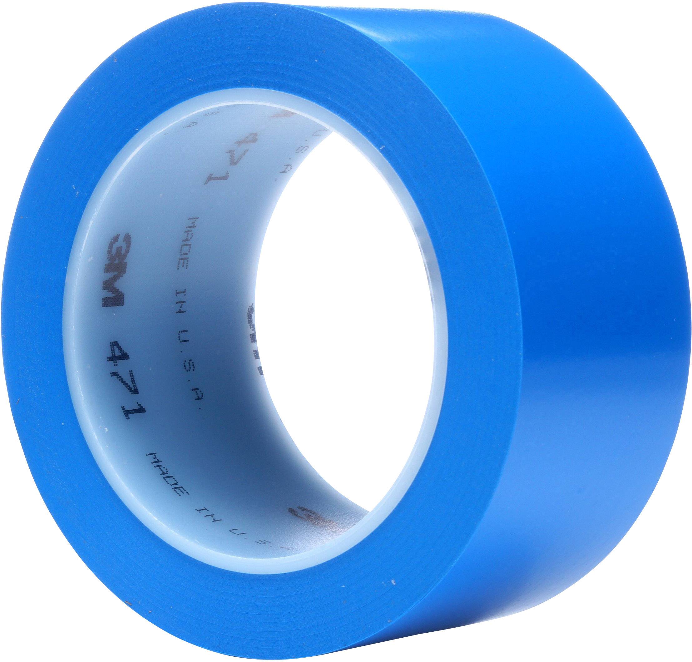 Blaues Klebeband auf einer Rolle, Markenname sichtbar.