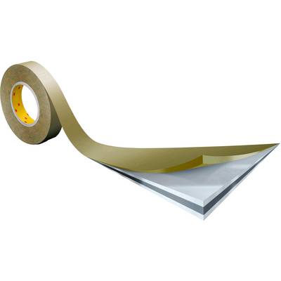 Doppelseitiges Klebeband, das von einer Rolle abgewickelt wird, zeigt Schichten von Klebstoff und Trägermaterialien.