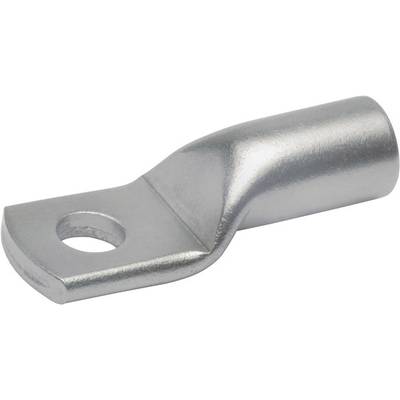 Metallkabelschuh mit abgeflachtem Ende und rundem Loch, verwendet zur sicheren Verbindung von Kabeln in elektrischen Anwendungen.
