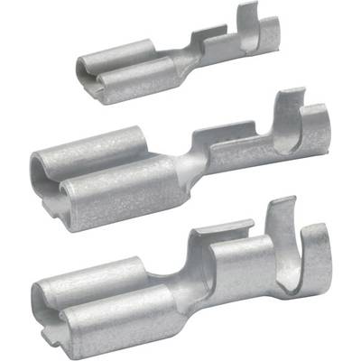 Drei silberne Metallklemmen unterschiedlicher Größe, übereinander angeordnet. Sie sind glatt und reflektierend.
