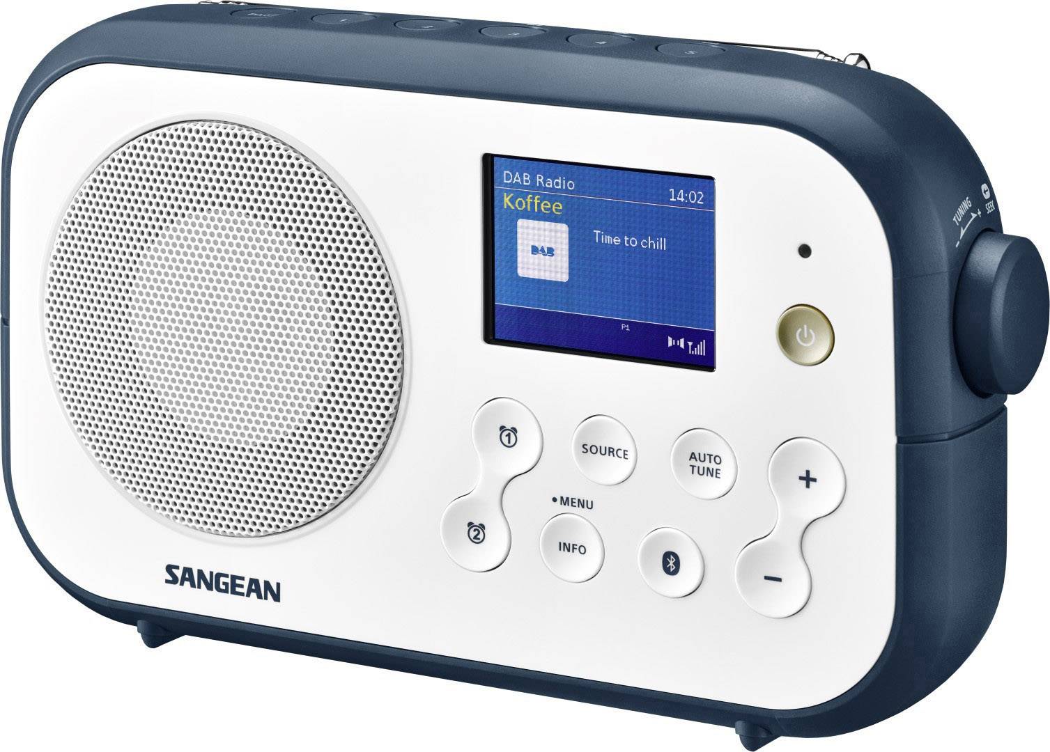 SANGEAN Traveller-420 (DPR-42 W/B.I.) DAB+ Kofferradio Bluetooth, UKW Weiß, Dunkelblau