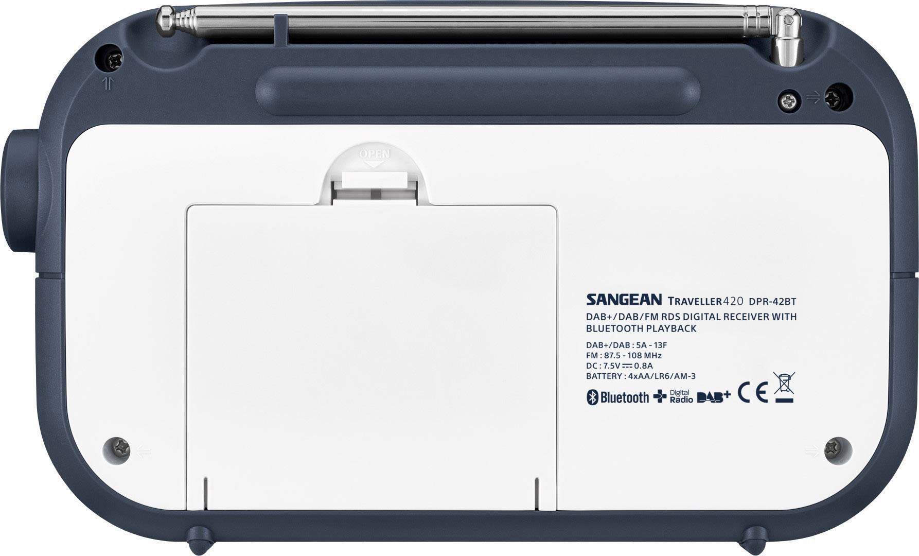 Sangean DPR-42BT White-Ink Blue Kofferradio DAB+, UKW Bluetooth® Weiß, Dunkelblau-1