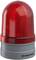 Rotes, blinkendes Warnlicht mit zylindrischer Form und einer grauen Basis, verwendet zur Signalisierung von Gefahr oder Alarm.