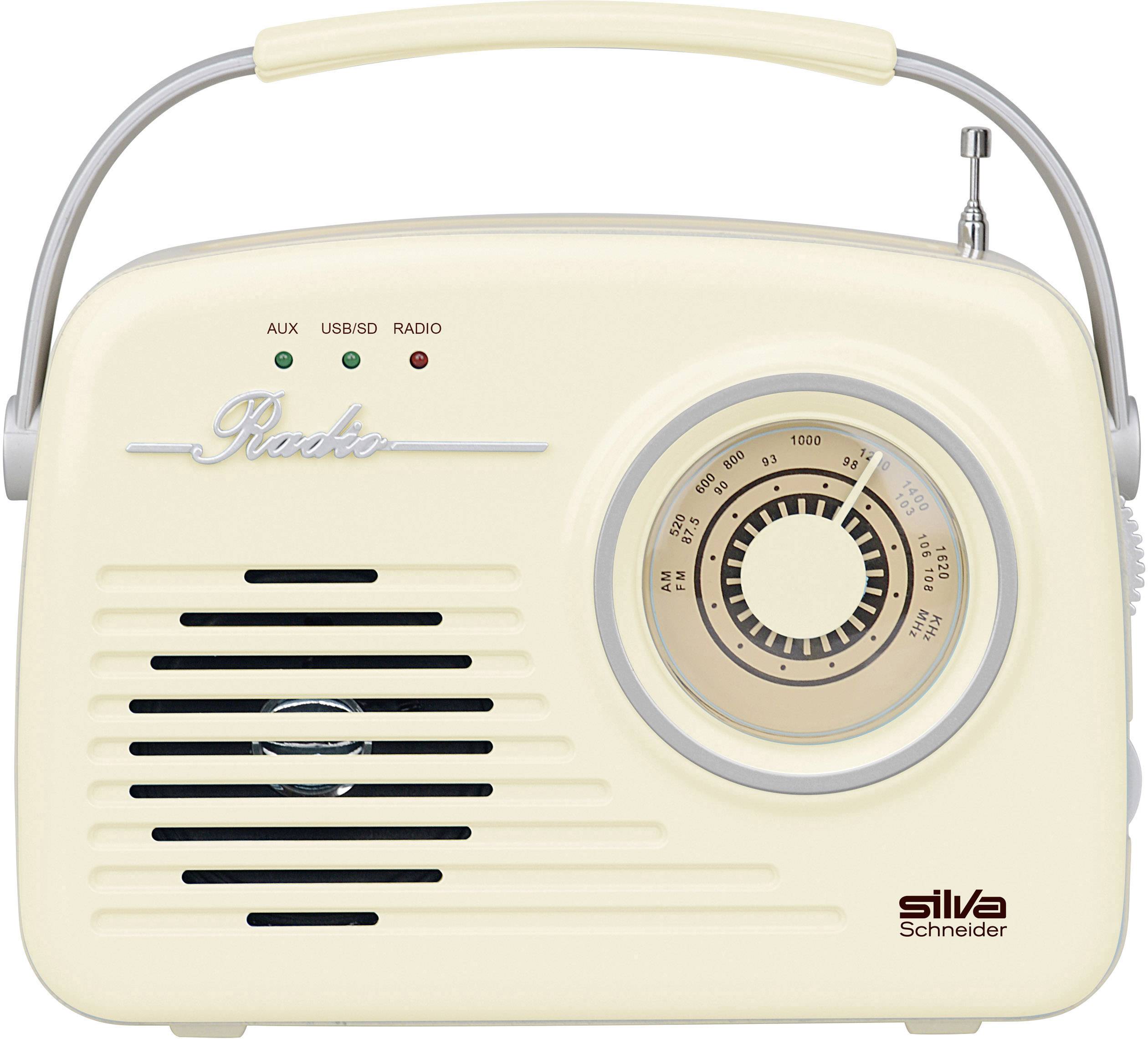 SILVA SCHNEIDER Mono 1965 UKW Kofferradio AUX, USB wiederaufladbar Beige