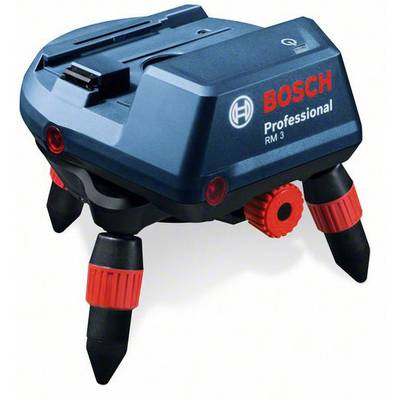 Ein blauer Bosch Professional RM 3 Rotationsständer mit roten Akzenten, verwendet für die Feinjustierung von Lasernivelliergeräten.