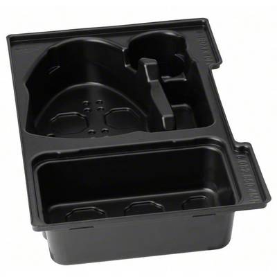 Schwarze Plastikverpackung mit mehreren Fächern, geeignet für Lebensmittel oder Elektronikzubehör.