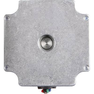Metallgehäuse mit zentralem Knopf und abgerundeten Ecken. Schrauben an den Ecken befestigen die Abdeckung.
