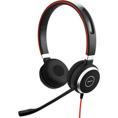 Jabra Evolve 40 MS Stereo Telefon  On Ear Headset kabelgebunden Stereo Schwarz, Rot Noise Cancelling Mikrofon-Stummschal