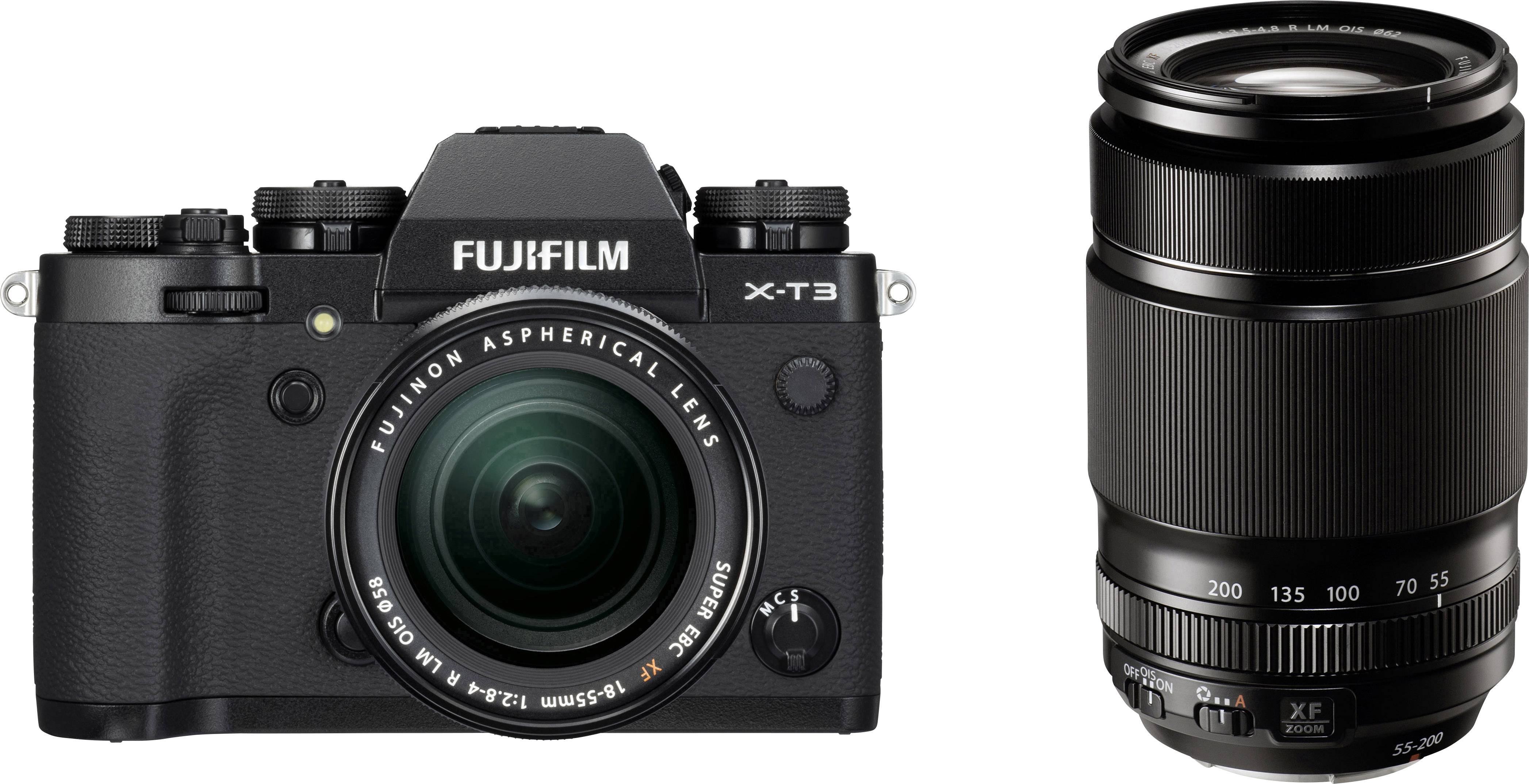 X-T3 Systemkamera XF 18-55 mm + XF 55-200 mm 26.1 Megapixel Schwarz 4K-Video, Staubgeschützt,