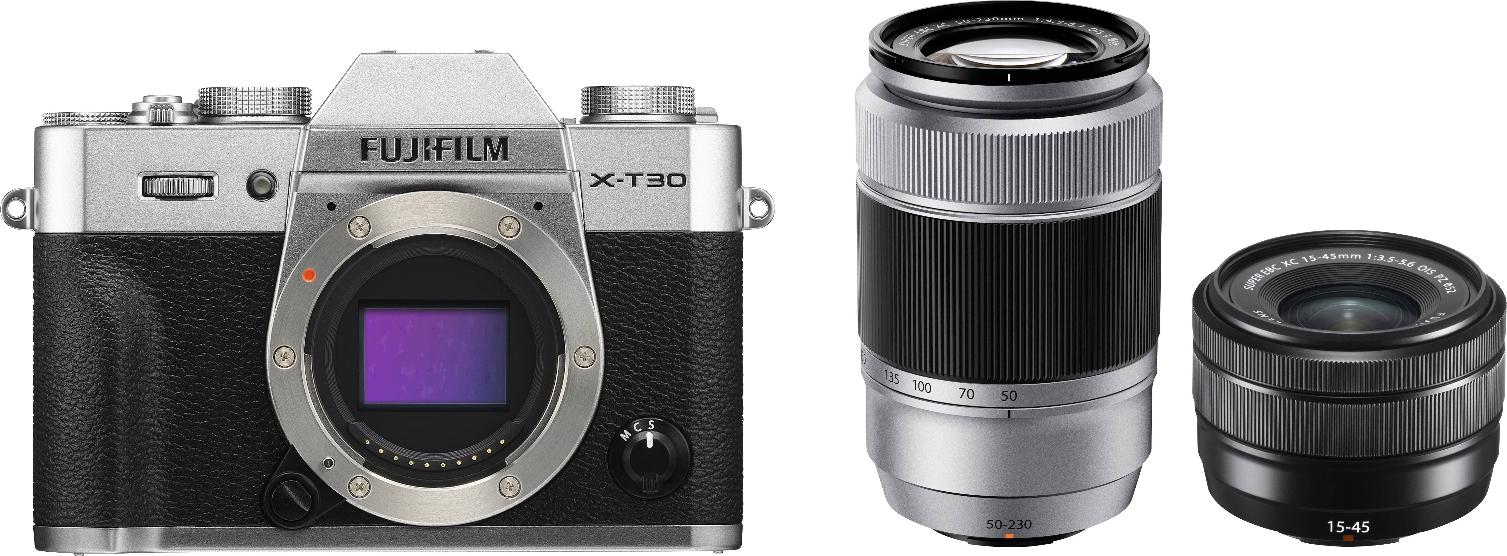 X-T30 Systemkamera XC 15-45 mm + XC 50-230 mm 26.1 Megapixel Silber, Schwarz Touch-Screen, Elektronischer