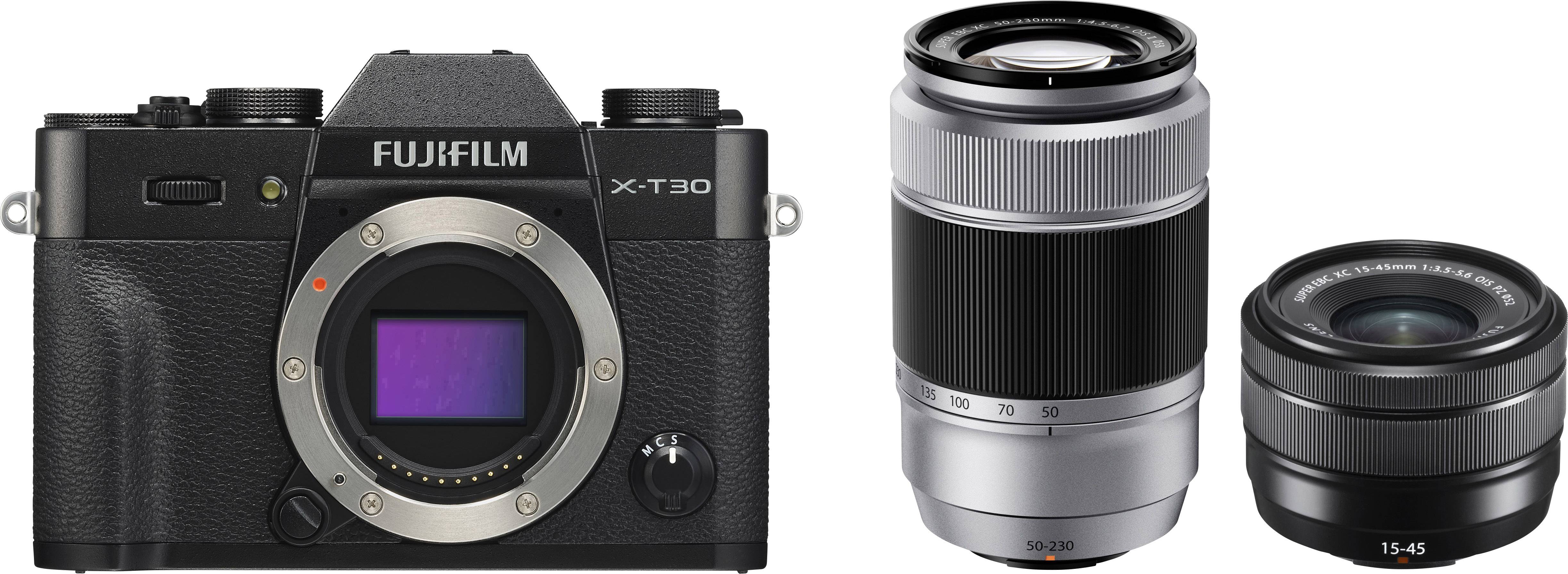 X-T30 Systemkamera XC 15-45 mm + XC 50-230 mm 26.1 Megapixel Schwarz Touch-Screen, Elektronischer Sucher,