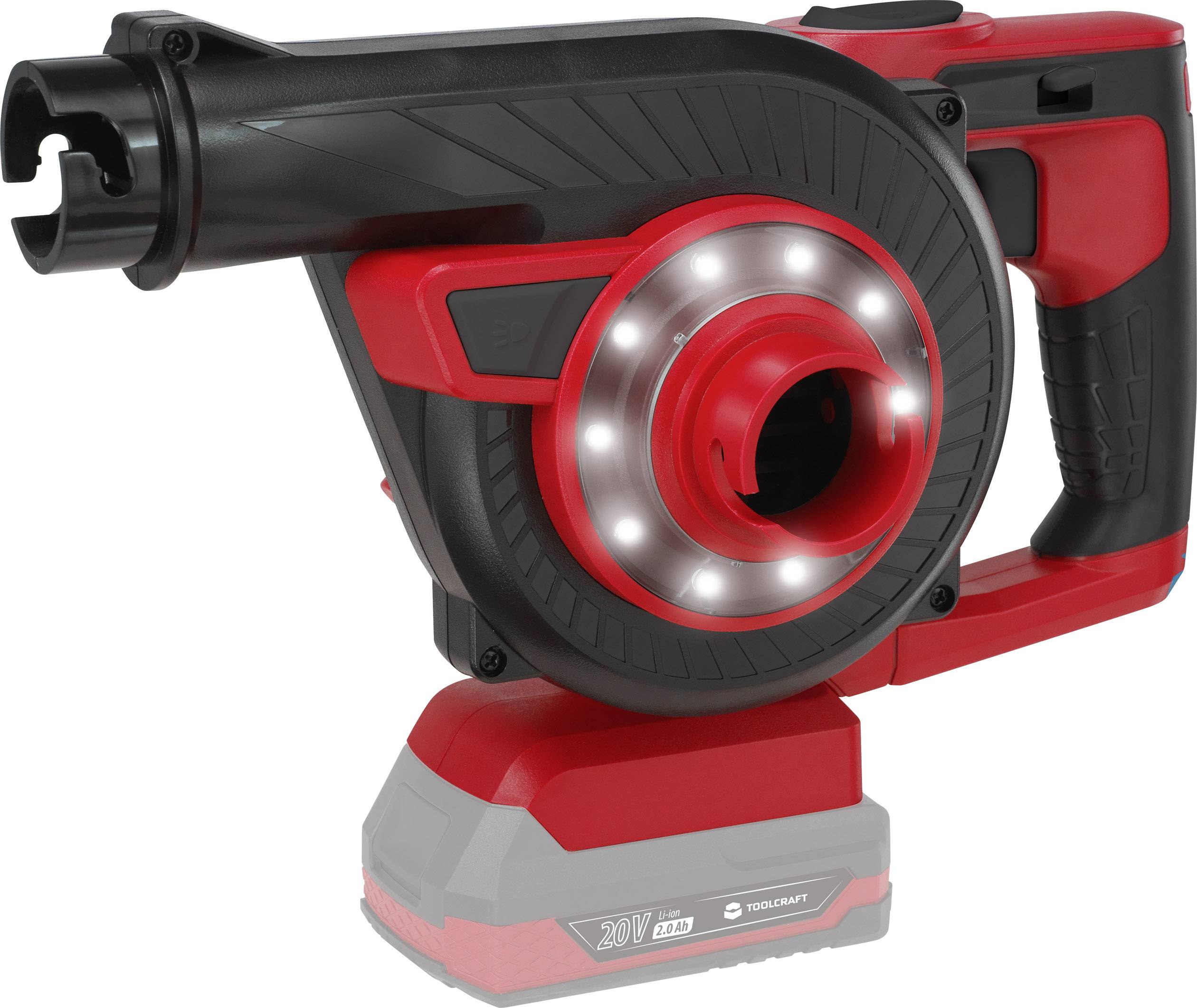 Gerät mit rotem Gehäuse und schwarzem Griff, vermutlich ein Werkzeug oder Gerät für spezielle Anwendungen.