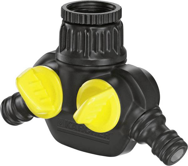Kärcher Home & Garden 2.645-199.0 2-645-199-0 Kunststoff 2-Wege-Verteiler Steckkupplung, 24,2 mm (3/4") IG, 18,7 mm (1/2") IG mit Regulierventil