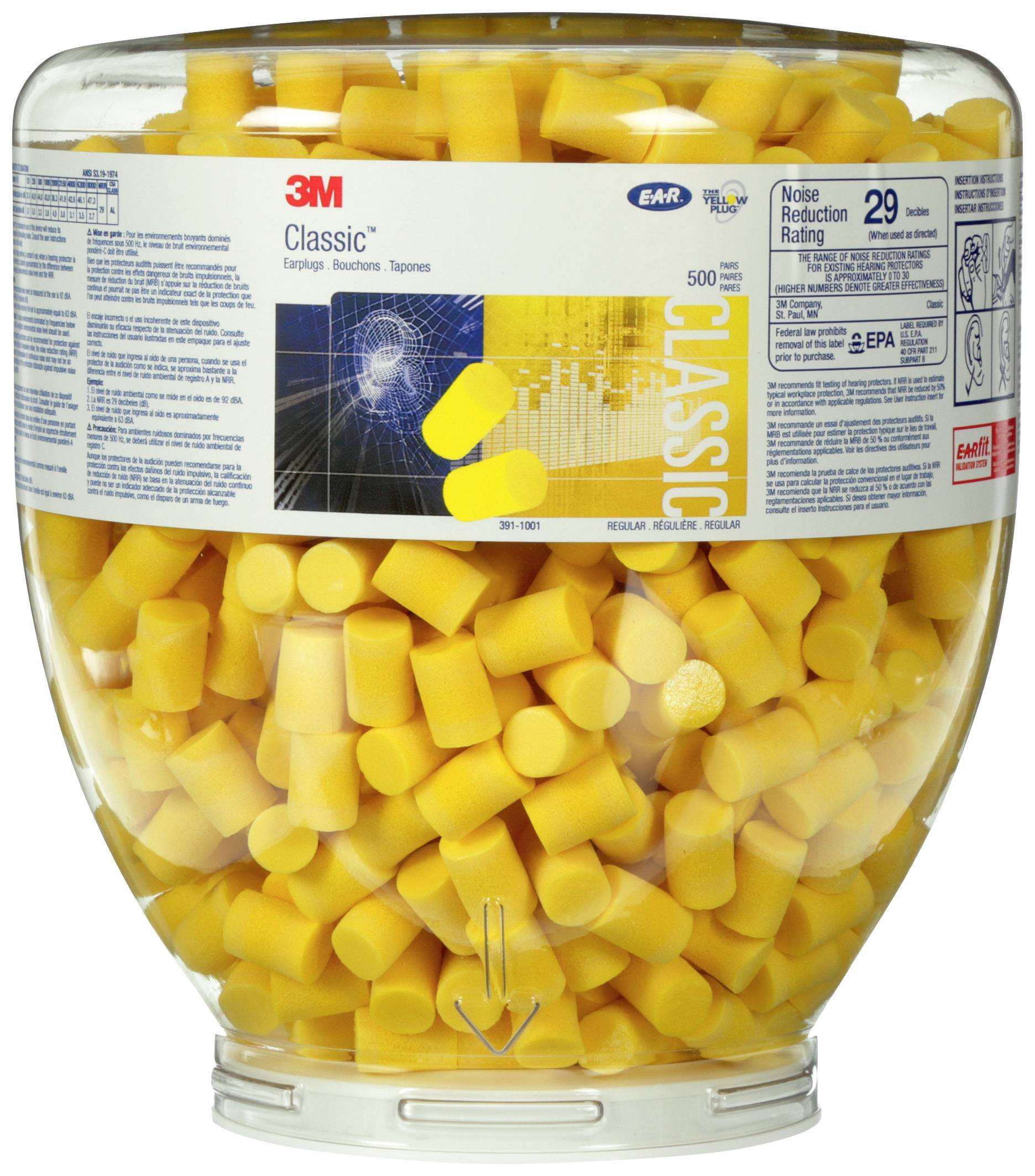 3M EAR PD01001 Classic Hörselproppar påfyllning 31 dB Engångs EN 352-2 500 par