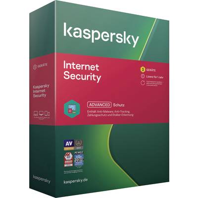Kaspersky Internet Security (Code in a Box) Vollversion, 3 Lizenzen Windows, Mac, Android Antivirus, Sicherheits-Softwar