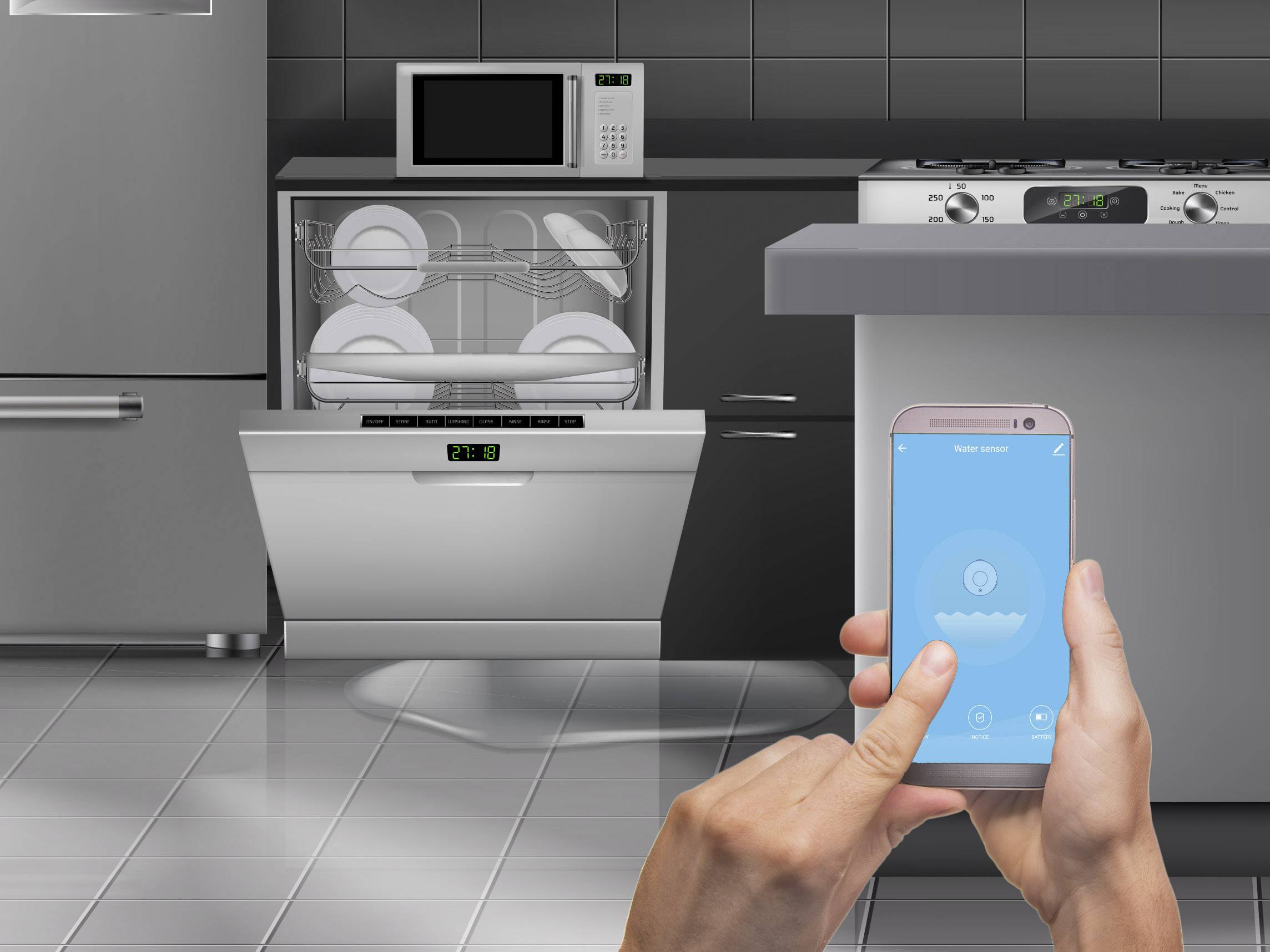 Caliber Audio Technology HWS601 Funk-Wassermelder Reichweite max. (im Freifeld) 45 m Tuya, IFTTT (HWS601)-9