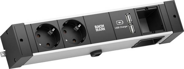 Bachmann 941.001 Tischsteckdose 2fach Schwarz GST18i Anschlussbuchse 1 St.