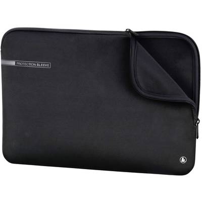 Schwarze Laptoptasche mit Reißverschluss, halb geöffnet. Beschriftet mit 'Protection Sleeve' an der Seite. Ideal für den täglichen Schutz.