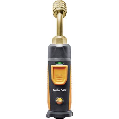 Digitales Manometer mit Messsensor und Display, verwendet zur Druckmessung in HVAC-Systemen. Orange-schwarzes Design mit 'testo 549i' Aufschrift.
