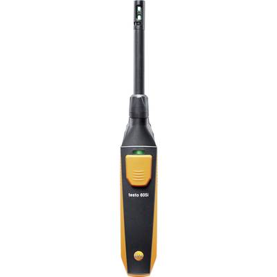 'Testo 605i' Temperatur- und Feuchtigkeitssensor in Schwarz-Orange, geeignet für Smart Probes zur Nutzung mit mobilen Endgeräten.