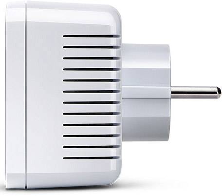 Steckeradapter mit seitlichen Lüftungsschlitzen, silber-weiße Farbe. Geeignet für europäische Steckdosen.